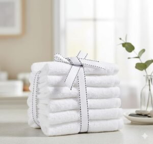 FRESH FROM LOOM Cotton Face Towel 500 GSM, Size – 12×12 inch (Set of 6 pc White)