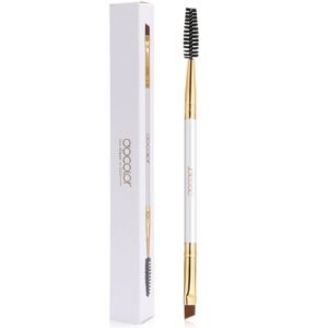 Docolor Duo Eyebrow Brush by DocolorProfessional – Angled Eye Brow Brush and Spoolie – White