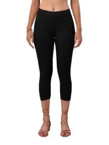 Lyra Women’s Skinny Fit High Rise Capri Leggings | Cotton Ankle Length Pant