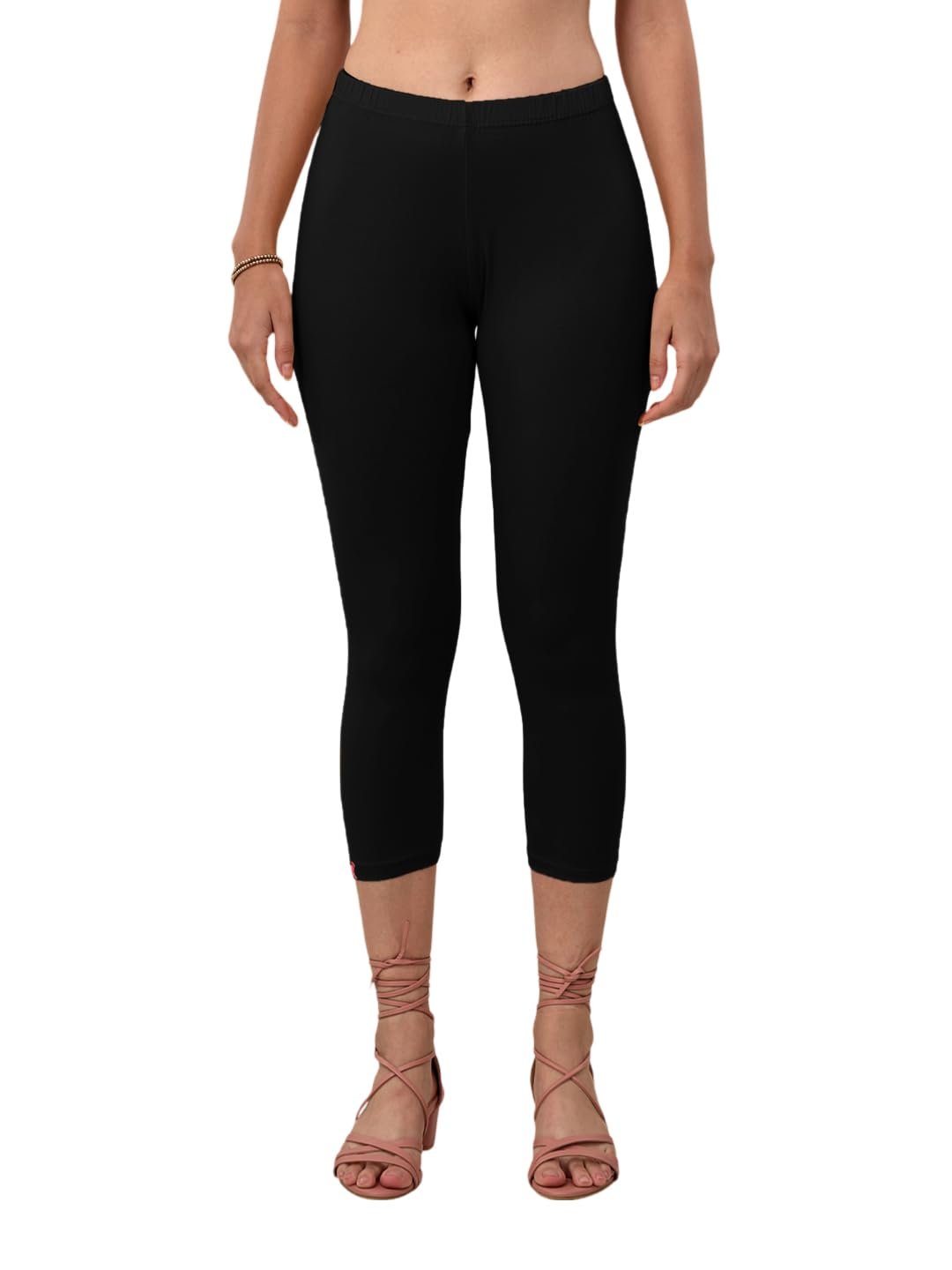 Lyra Women’s Skinny Fit High Rise Capri Leggings | Cotton Ankle Length Pant