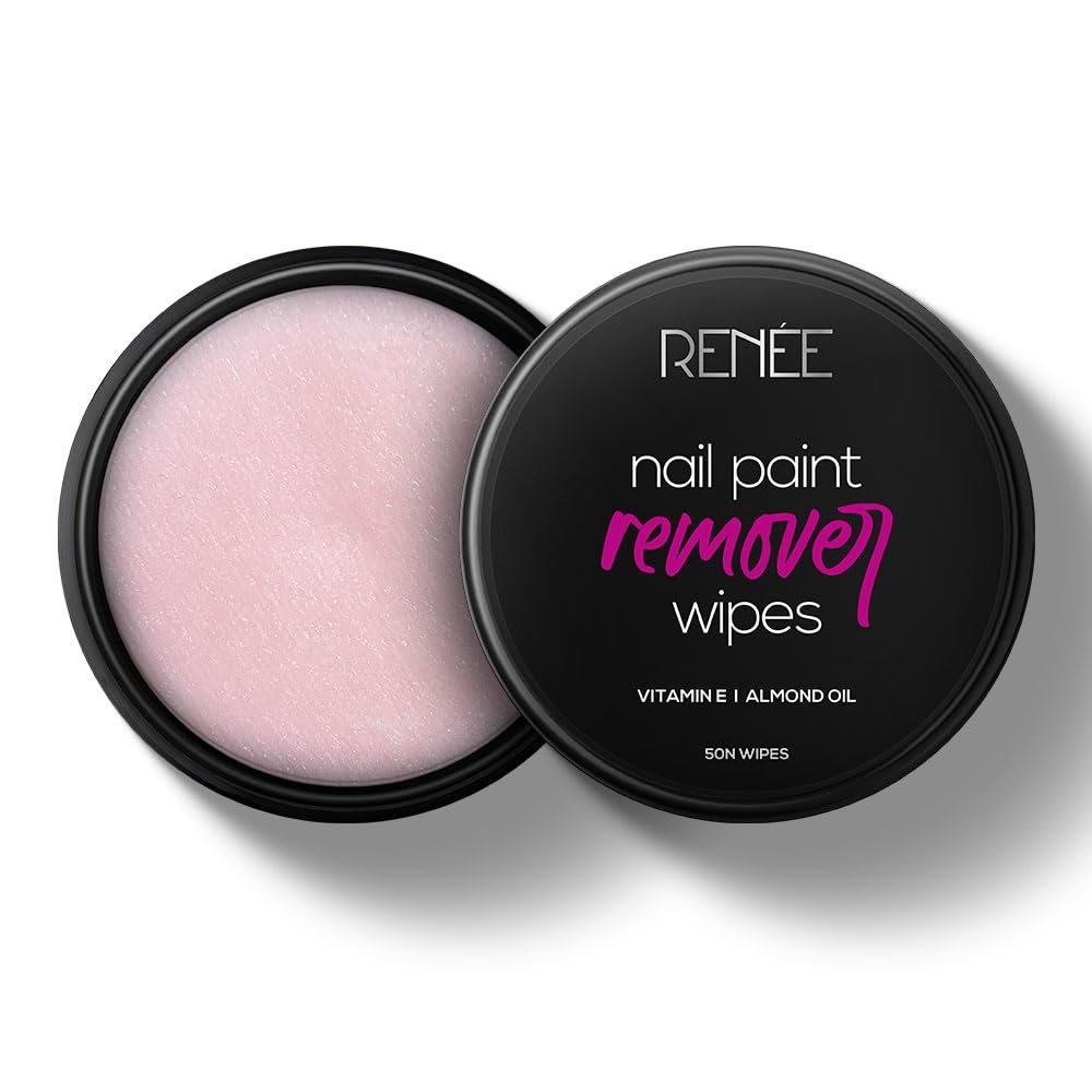 RENEE Nail Paint Remover Wipes, Easy & Hassle Free Nail Polish Removal, Keeps Nails Moisturized & Nourished, Acetone Free, Travel Friendly, Enriched With Vitamin E, Almond Oil & Glycerin, 50 Wipes