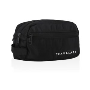 TRAVALATE Polyester Double Compartment Multipurpose Toiletry Kit – Black