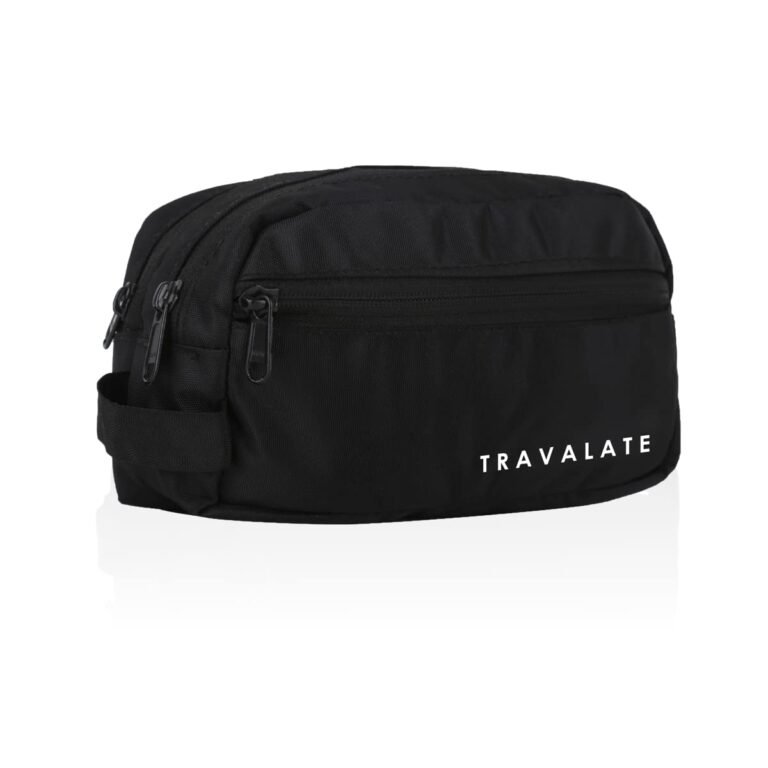 TRAVALATE Polyester Double Compartment Multipurpose Toiletry Kit – Black