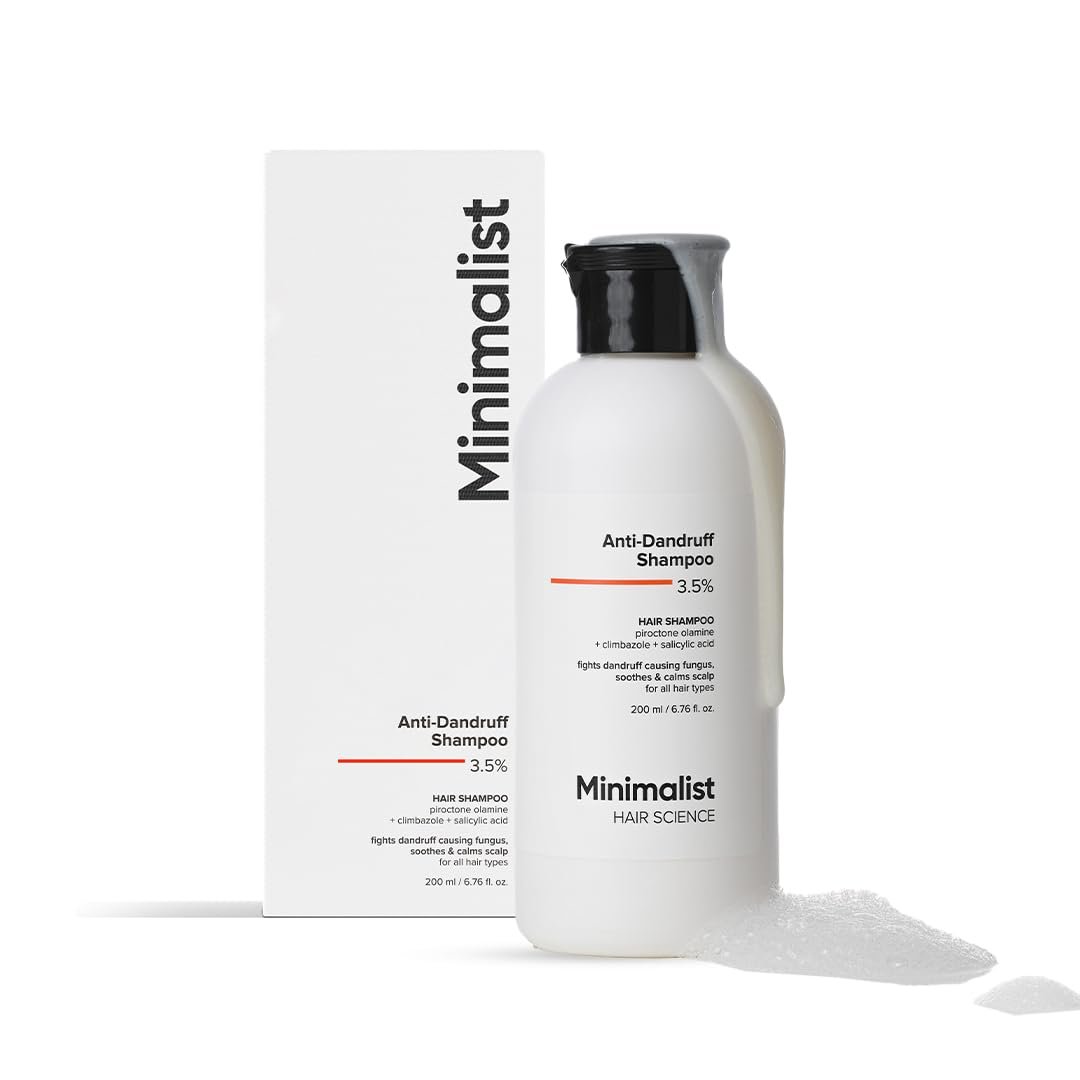 Minimalist Anti-Dandruff Shampoo | Clarifying Shampoo with Salicylic Acid, Climbazole & Piroctone Olamine | Remove Flakes, Soothes Itchy Scalp & Reduces Dandruff | Sulphate-Free | Fragrance-Free | Suitable for All Hair Types | For Women & Men | 200 ml