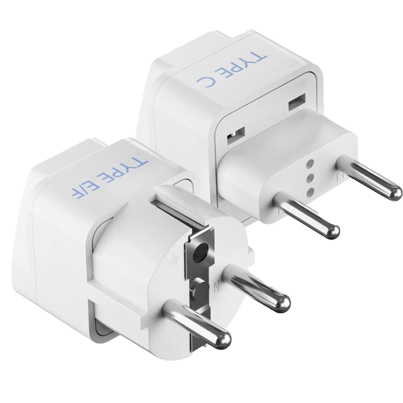 Ceptics European Travel Plug Adapter – Light Weight, Schuko Type E/F – Ultra Compact – India to Most of Europe – CE Certified – RoHS Compliant (EU-2SET)