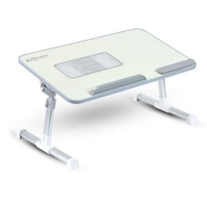 Portronics Aluminium My Buddy Plus Adjustable Laptop Table with Built-in USB Cooling Fan, Foldable Legs, Adjustable Angle for Home, Office, Working, Gaming & Writing(Grey), 52cm, 30cm