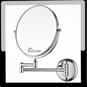 Magnifying Shaving Makeup Mirror | Stainless Steel | Makeup Mirror| Shaving Mirror| Mirror for bathroom/hotel/vanity room (Silver, 8 Inch (ROD TYPE)