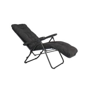 FURLAY Alloy Steel Foldable Recliner Easy Chair For Home Use|2 Years Warranty|6 Adjustable Position(Jet Black)