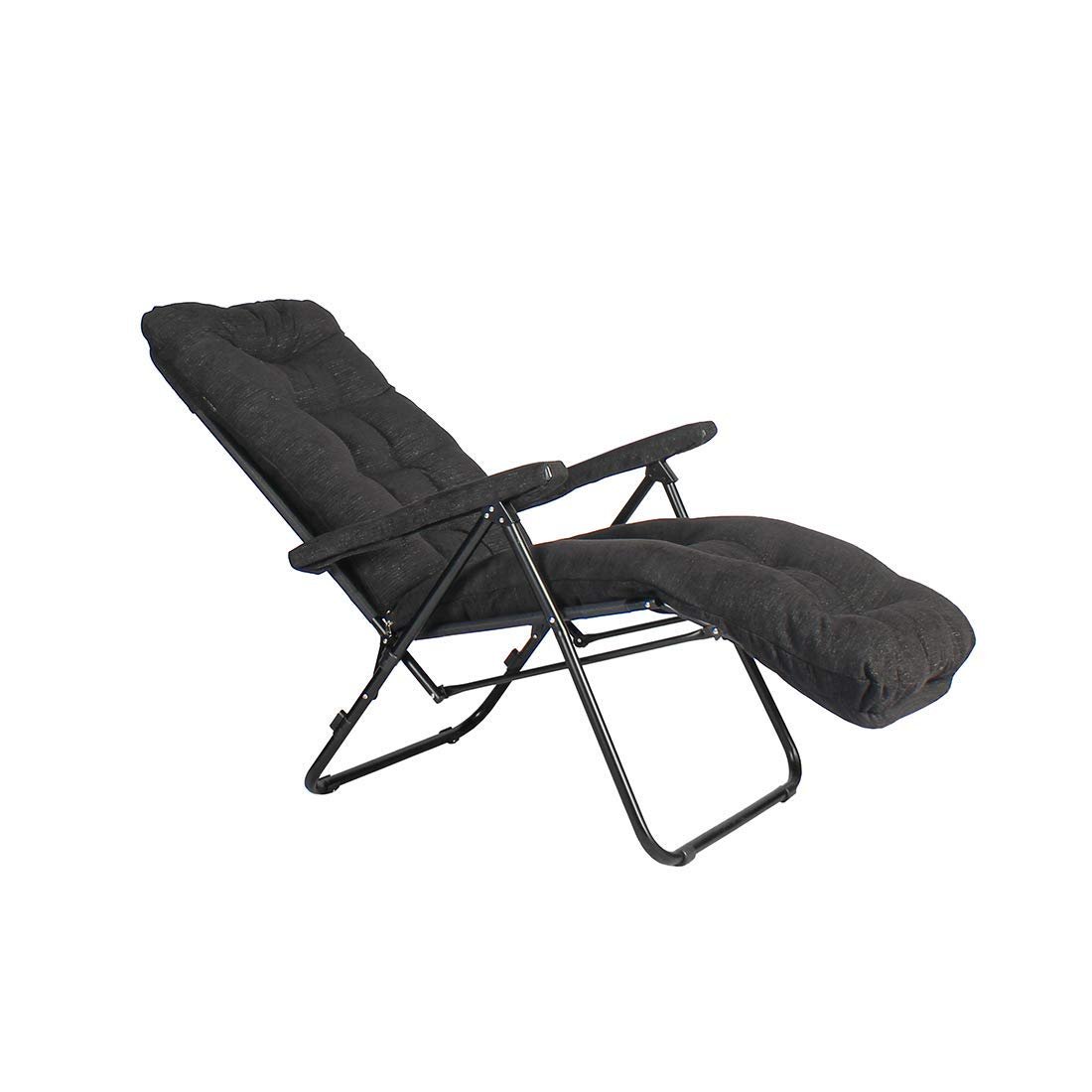 FURLAY Alloy Steel Foldable Recliner Easy Chair For Home Use|2 Years Warranty|6 Adjustable Position(Jet Black)