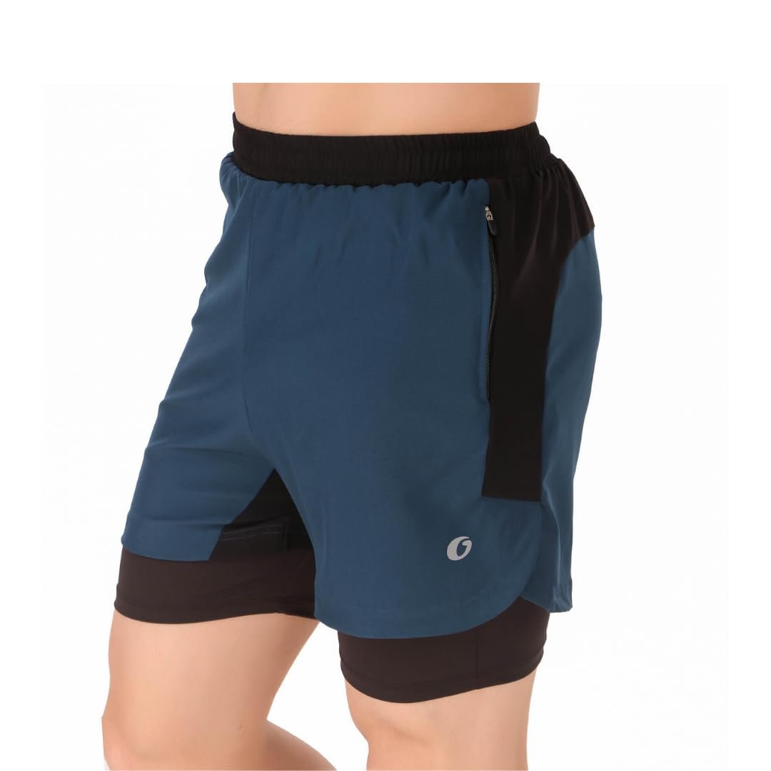 Oysters Men’s 2 In 1 Running Quick Dry Shorts Gym Athletic Workout Shorts For Men With Phone Pockets