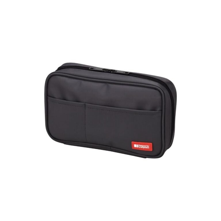 LIHIT LAB Zipper Pen Case, 7.9 × 2 × 4.7 Inches, Black (A7551-24)