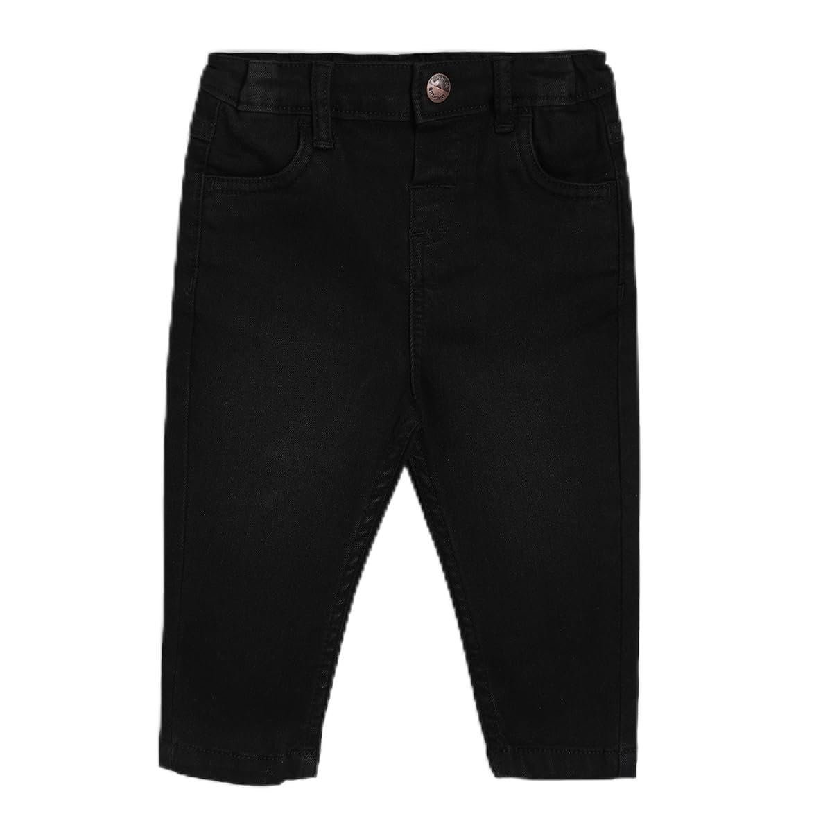 miniklub Kids Woven Cotton Denim Pant, (Black)