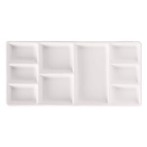 ATWORTH News Ceramic Rectangle Artist Paint Palette for Watercolor Gouache Acrylic Oil Painting, 9 Wells