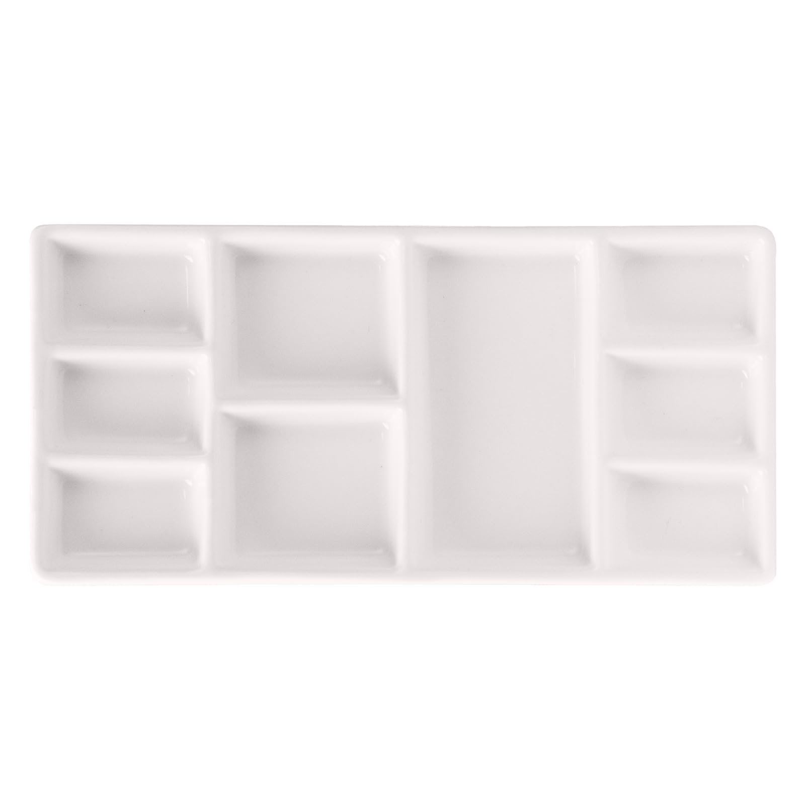 ATWORTH News Ceramic Rectangle Artist Paint Palette for Watercolor Gouache Acrylic Oil Painting, 9 Wells