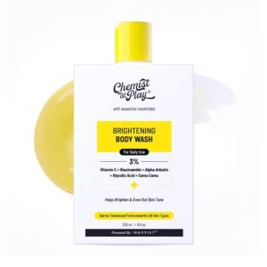 Chemist At Play Brightening Body Wash | Glowing Skin Detan Bodywash | Reduces Dark Spots, Tan & Evens out Skin Tone | Glycolic Acid | Alpha Arbutin | 30X Vitamin C with Camu Camu | Women & Men | 236ml