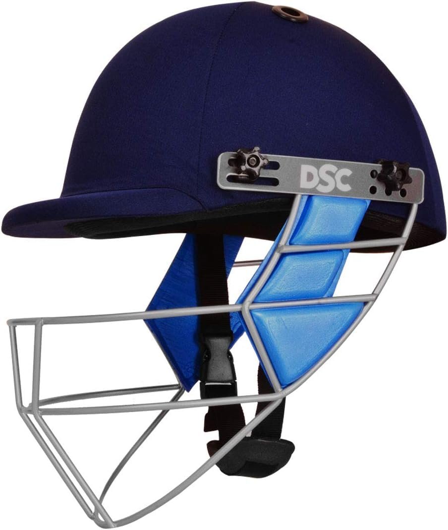 DSC Guard Cricket Helmet for Mens – Colour: Navy Blue Shell with Adjustable Steel Grill and High-Density Foam Protection