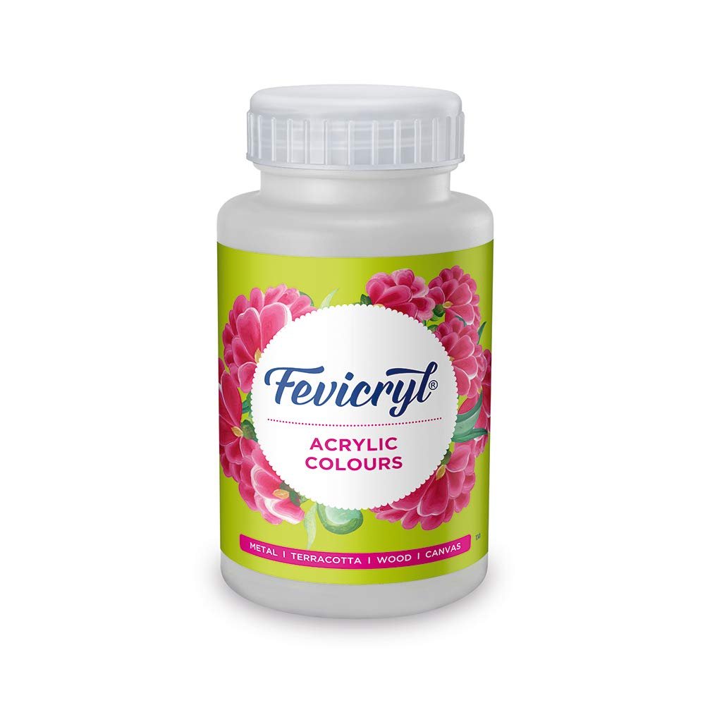 Fevicryl Acrylic Colour White 500ml | Art & Craft, DIY, Rich Pigment, Non-Craking Paint for Canvas, Wood, Leather, Earthenware, Metal | Ideal for school projects, Hobbyists, Artists