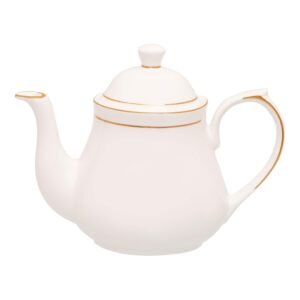 Femora Ceramic Gold Line Tea Pot & Kettle,Loose-Leaf, Herbal, Green Tea Maker – High Fired, Finely Glazed Ceramic, 1000 ML, Pack of 1