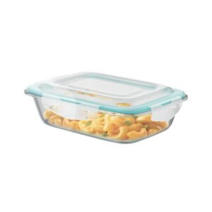 Signoraware Lock N Store Borosilicate Glass Rectangular Container with Lid | Microwave & freezer safe | Airtight & Leakproof | Ideal for Kitchen Use, Lunch box & Reheating Leftovers (Clear| 640ml)