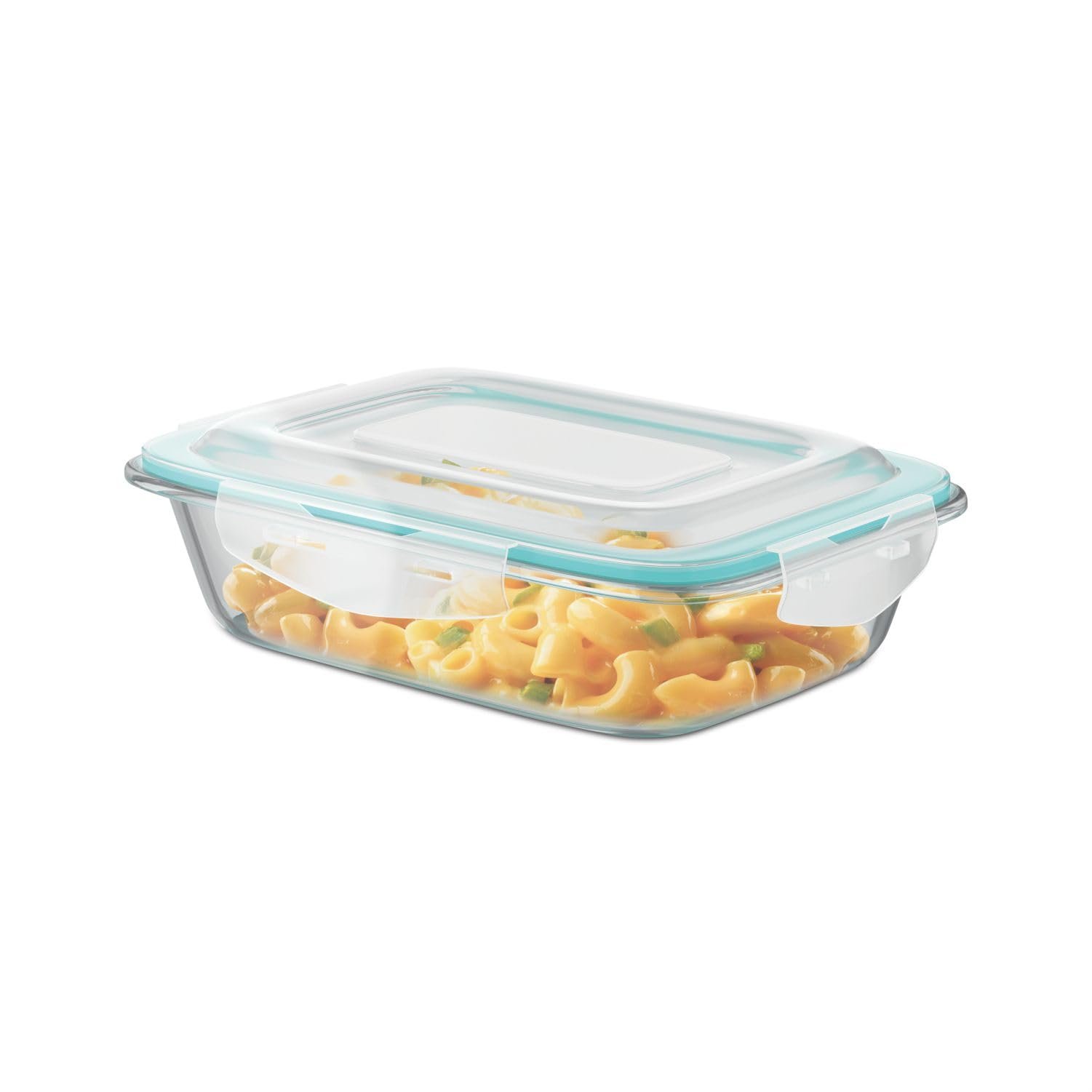 Signoraware Lock N Store Borosilicate Glass Rectangular Container with Lid | Microwave & freezer safe | Airtight & Leakproof | Ideal for Kitchen Use, Lunch box & Reheating Leftovers (Clear| 640ml)
