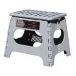 Non-Slip Folding Step Stool, Sturdy Safe Enough – Holds up to 300 Lb – 11 inch Footstool for Adults or Kids, Folding Ladder Storage/Opens Easy, for Kitchen,Toilet,Camping (Light Grey, 11”)