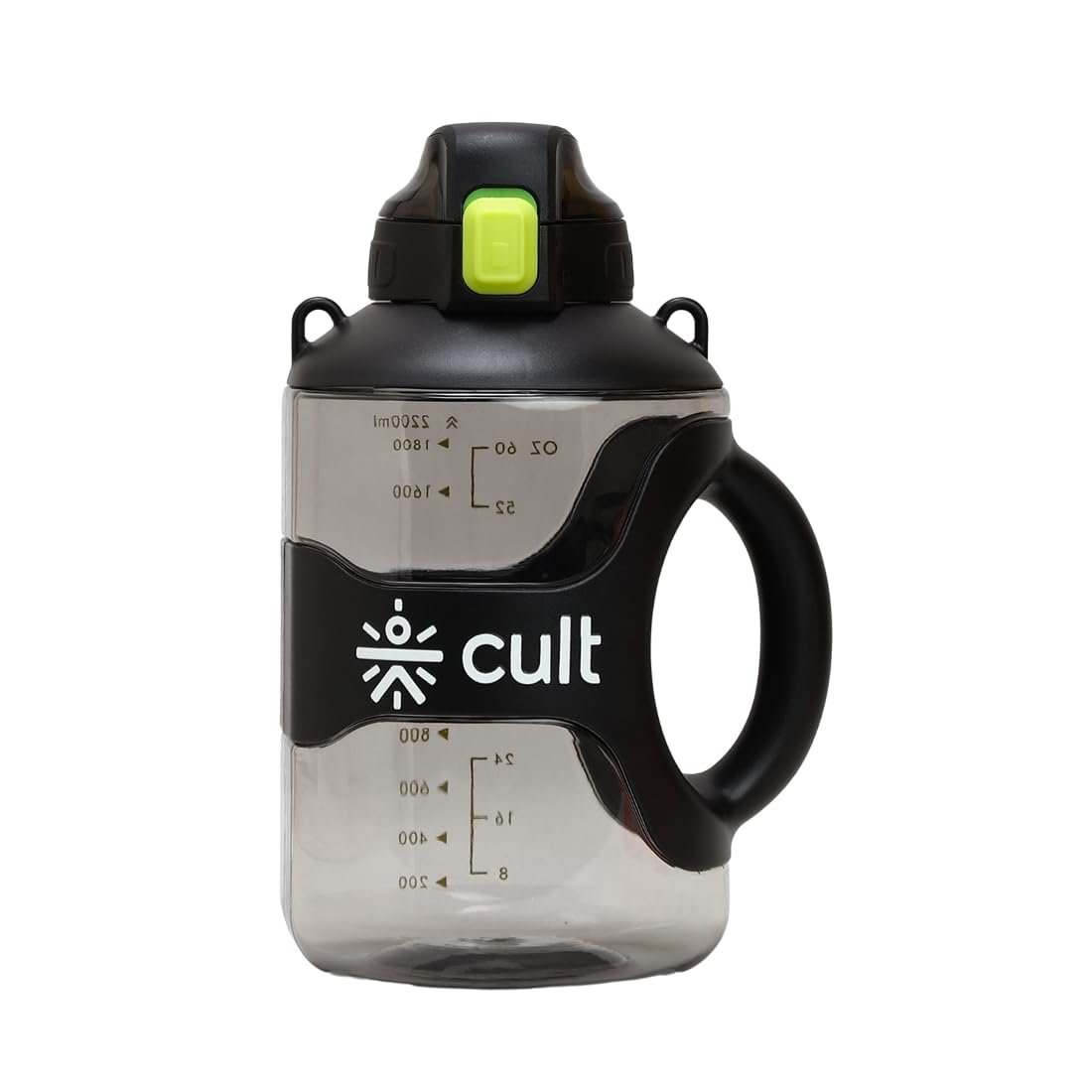 CULT 2 Litre Gym Water Jug & Gallon Bottle 2.2L | Large Water Bottle with Handle for Men & Women | Leakproof BPA-Free Sports Gallon Jug for Fitness & Workout (Black)