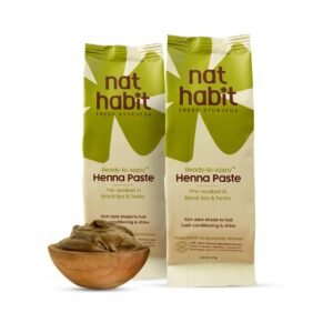 Nat Habit – Fresh Ready To Apply Henna Paste, Pre-Soaked in Black Tea and Herbs,100% Natural Rajasthani Henna, Imparts Rich Brown Shade (Pack of 2 x 220g)