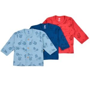 Baby Bucket Baby Cotton Interlock Full Sleeves Printed Vests Pack of 3 – Multi Colour (Print May Vary)