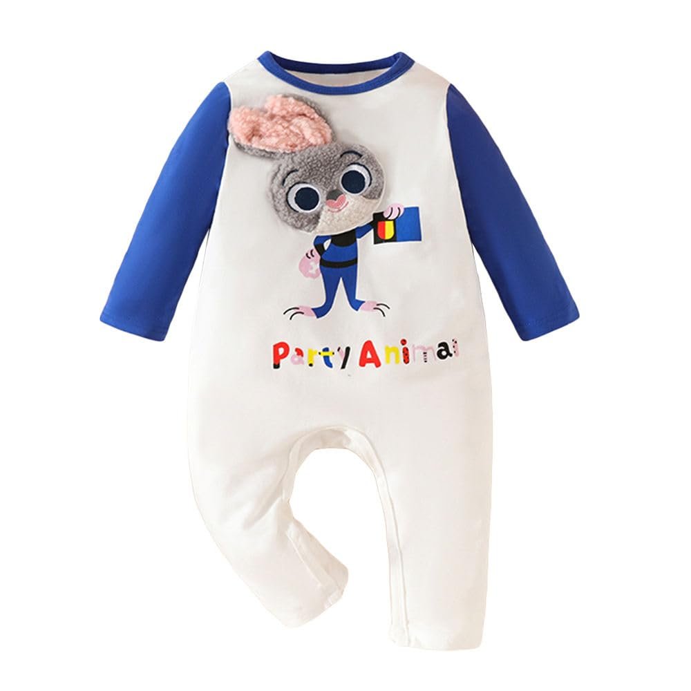 Hopscotch Baby Boys Animal Print Full Sleeves White Footies & BodySuits