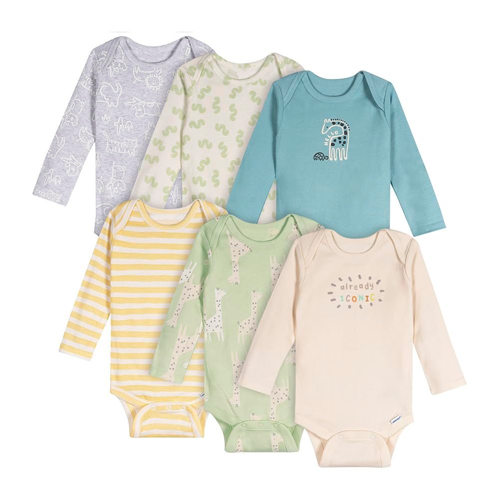 ONESIES Brand Baby Bodysuits 6-Pack Long Sleeve Soft Cotton