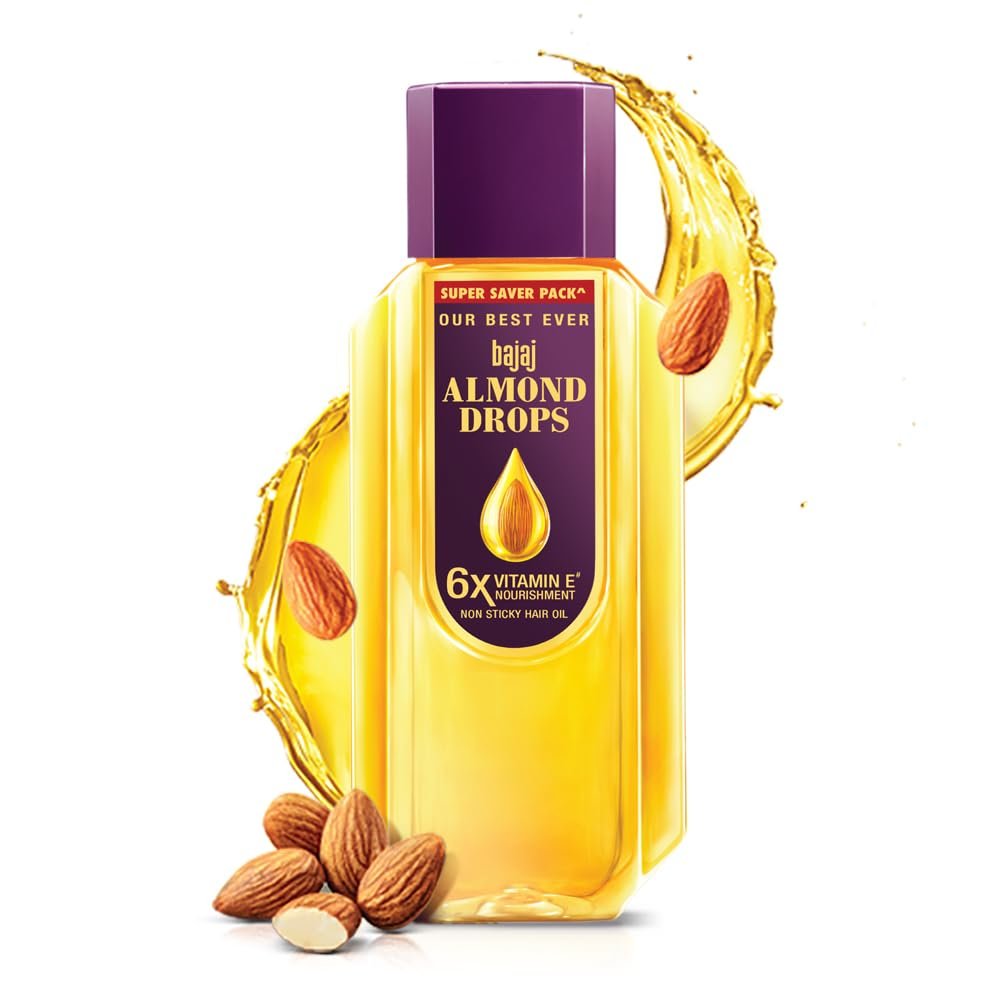 Bajaj Almond Drops Hair Oil, 625ml, Light & Non-Sticky with 6X Vitamin E for 2X Hair fall Reduction