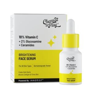 Chemist At Play 10% Vitamin C Serum for Glowing Skin | Pigmentation & Dark Spots | Skin Brightening Face Serum | With Ethyl Ascorbic Acid, Lactic Acid & Glucosamine | For Men & Women | 10 ml