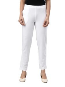 GO COLORS Soft Cotton Stretch Kurti Pants Full Length for Women| Breathable, Mid Rise