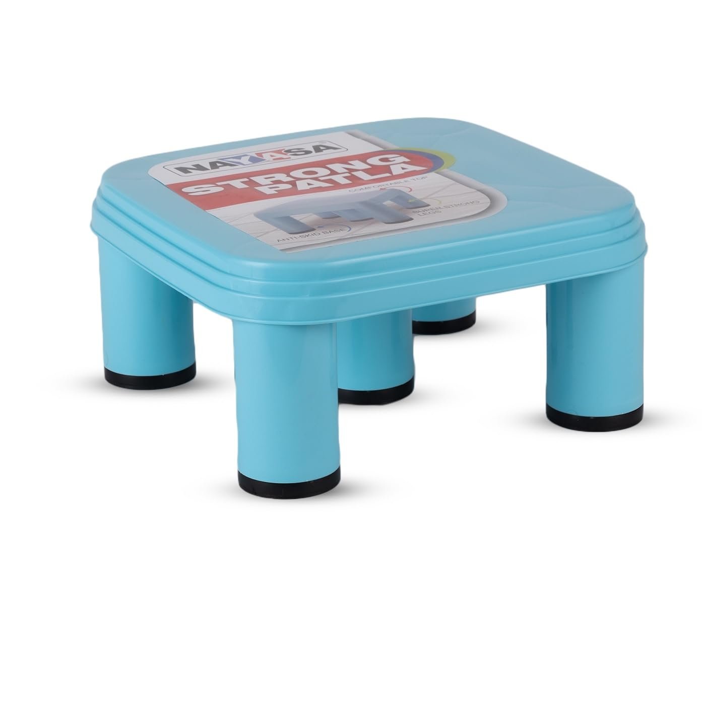 Nayasa Strong Plastic Stool for Home | Anti Skid, Light Weight & Durable | Plastic Stool for Sitting | Sturdy & Portable Stool for Home | Blue (516)