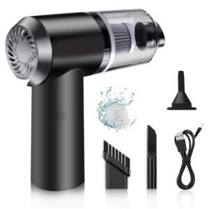 Sotfamily 2 in 1 Portable Mini Car Vacuum Cleaner with Blower, Cordless Small Air Blower for Cleaning Dust, Rechargeable Wireless Handheld Vaccine Cleaner Vaccum for Home and Car, Wet and Dry Use
