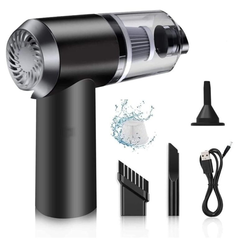 Sotfamily 2 in 1 Portable Mini Car Vacuum Cleaner with Blower, Cordless Small Air Blower for Cleaning Dust, Rechargeable Wireless Handheld Vaccine Cleaner Vaccum for Home and Car, Wet and Dry Use
