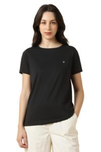 Allen Solly Women’s Solid Round Neck T‑Shirt | Regular Fit | Soft Cotton | Everyday Casual Essential