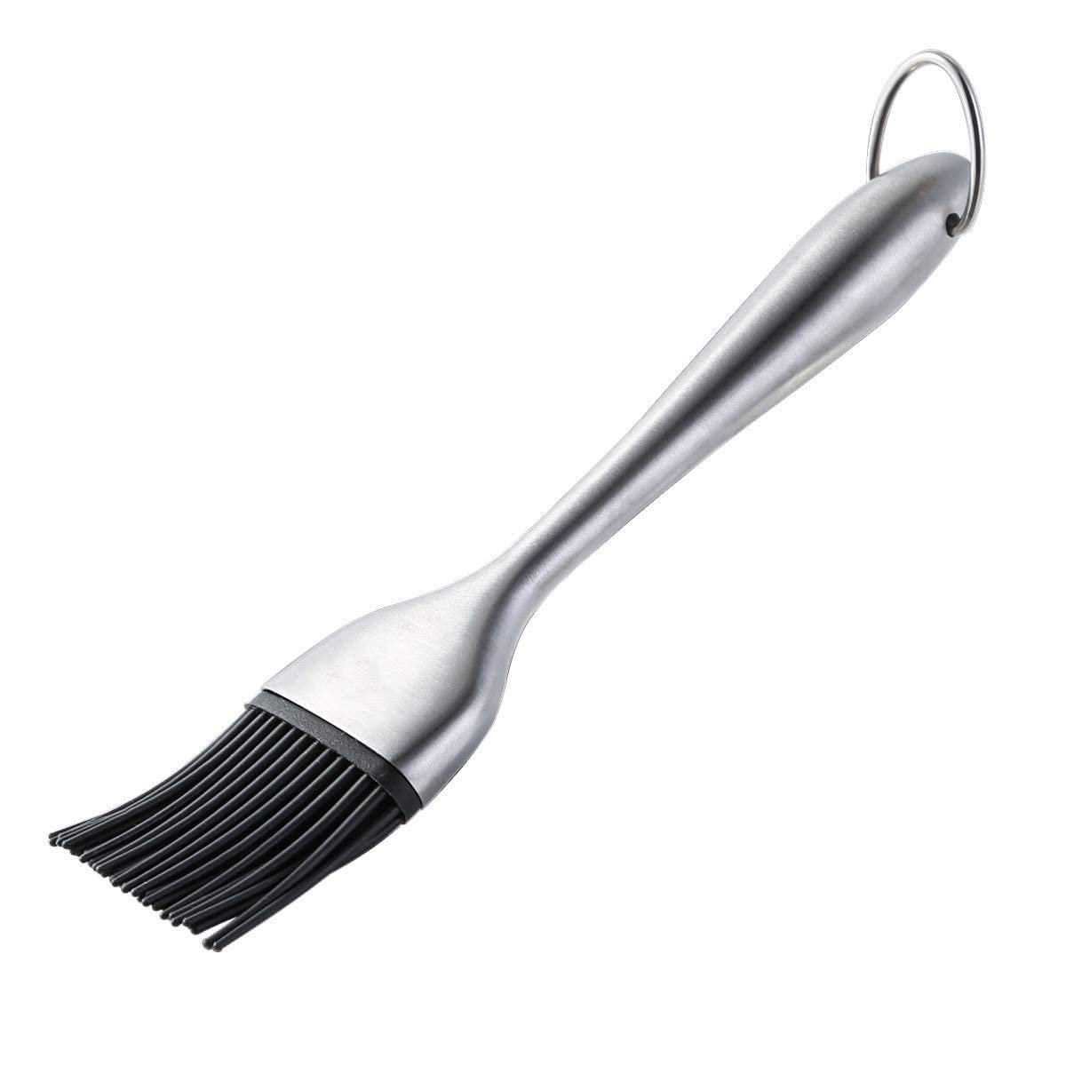 P-Plus International Silicone Basting Brush Set,Stainless Steel Basting Brush with Silicone Bristles for BBQ/Grilling/Pastry Kitchen Oil Brush for Dosa Tawa Pastry Brush (Pack 1(9 inch))