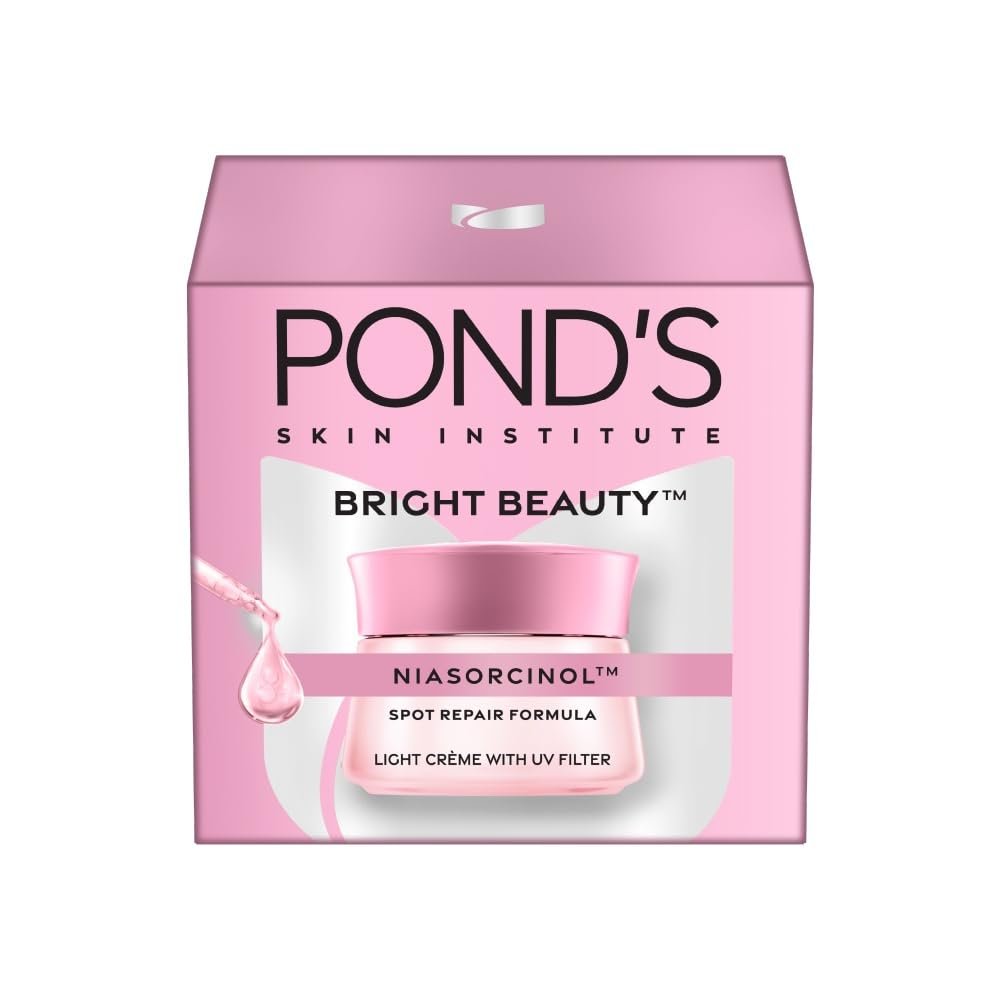 Pond’s Bright Beauty Light Cream with UV Filter | Niasorcinol | 100x Better than Vitamin C | Niacinamide | Fades Dark Spots, Brightens Skin, 50g