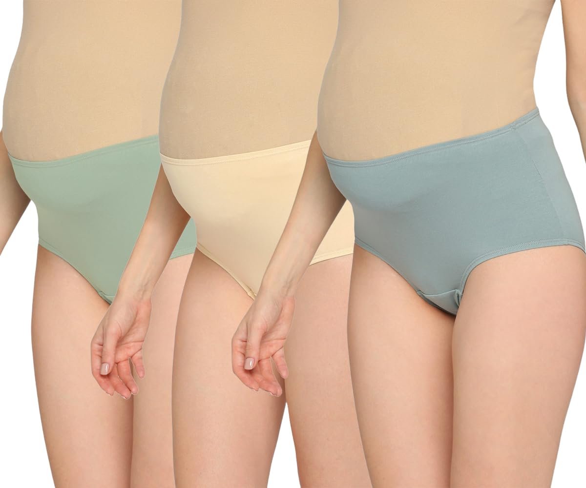Women’s High Waist Soft Comfy Cotton & Breathable Maternity Panty|Pregnancy Panty|Maternity Panties (Pack of 3)