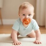 R for Rabbit Baby Tusky Pacifier Ultra Light Soft Silicone Nipple, Orthodontic Design, BPA-Free for Kids of 6 Months +|Medium|Orange