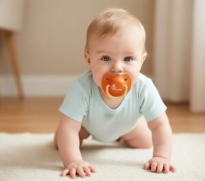 R for Rabbit Baby Tusky Pacifier Ultra Light Soft Silicone Nipple, Orthodontic Design, BPA-Free for Kids of 6 Months +|Medium|Orange