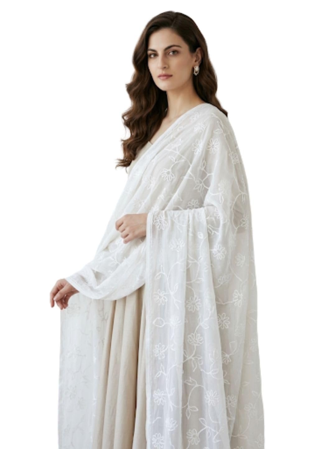 DUPATTA BAZAAR Women’s Floral Chiffon Dupatta