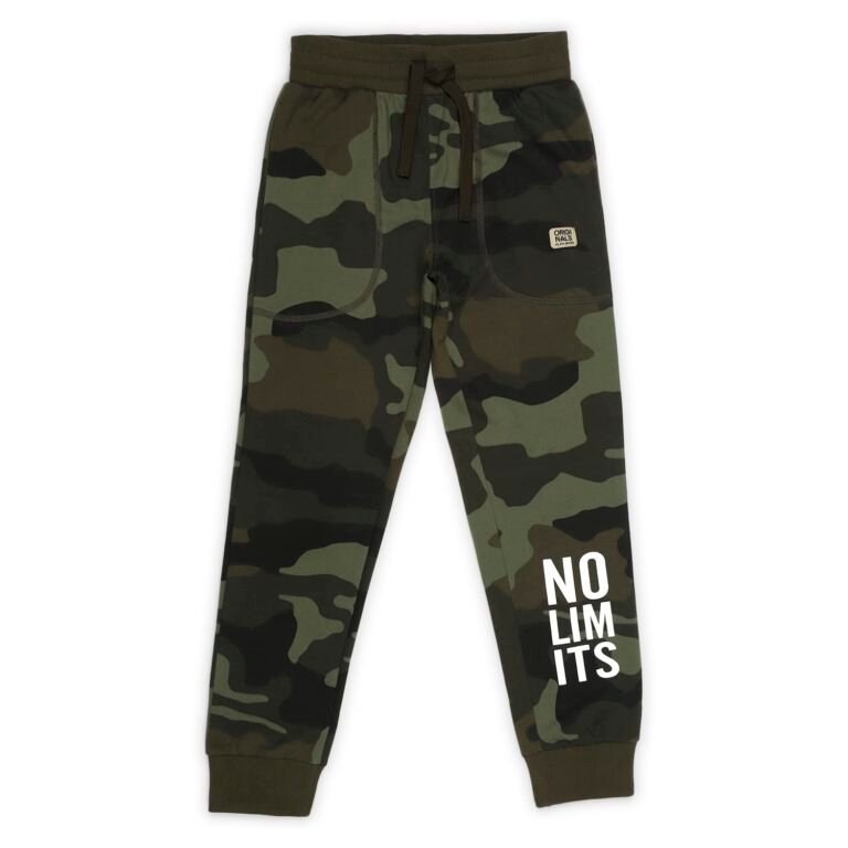 Alan Jones Clothing Boys Camouflage Joggers Trackpant | Ribbed Waist & Bottom Hem | Drawstring Closure | Regular Fit