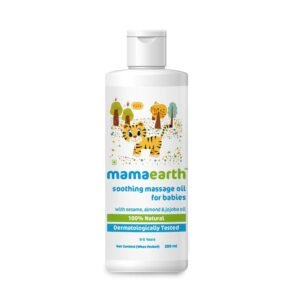 Mamaearth Soothing Massage Oil for Babies – 200ml | Infused with Sesame, Almond & Jojoba Oil | Heals Skin & Builds Immunity, Light & Safe, Non-staining Oil