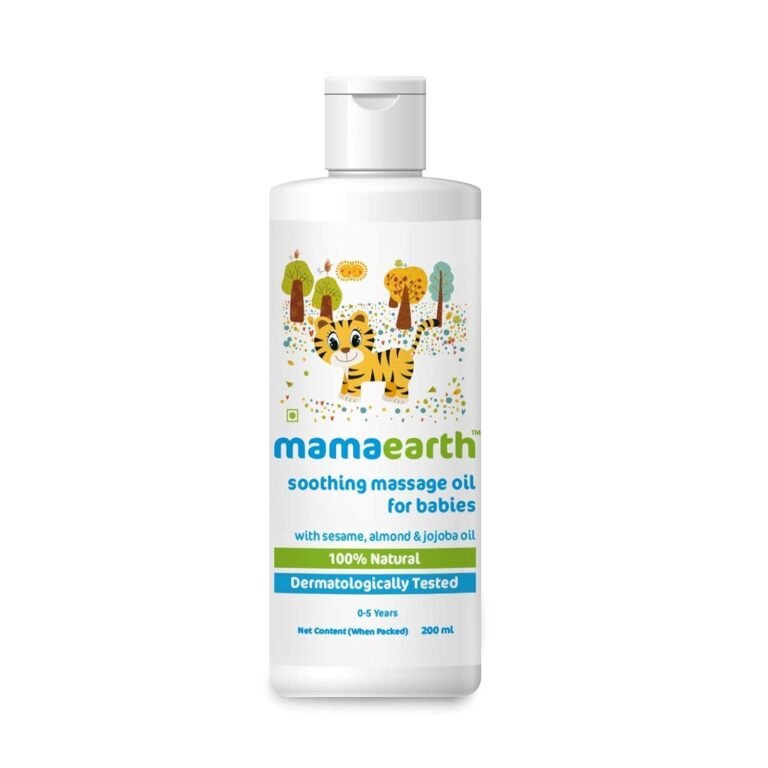 Mamaearth Soothing Massage Oil for Babies – 200ml | Infused with Sesame, Almond & Jojoba Oil | Heals Skin & Builds Immunity, Light & Safe, Non-staining Oil