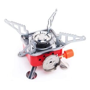 Gas Stove Camping Stove Folding Furnace 2800W Outdoor Stove Picnic Cooking Gas Burners Backpacking Furnace Butane, Red,Aluminium