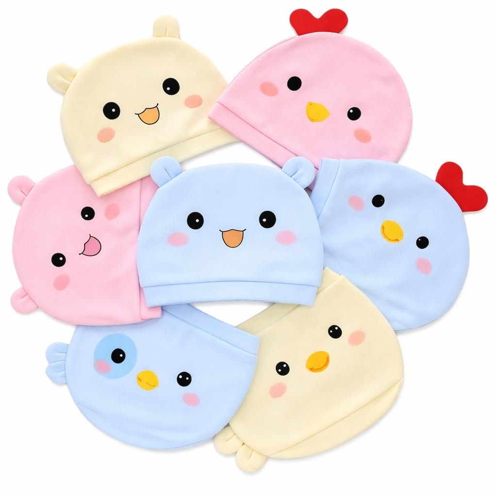 Newborn Baby Caps | Soft & Breathable Cotton | Cute Cartoon Design | 0-3 Months Unisex Baby Hat Set – Multicolor