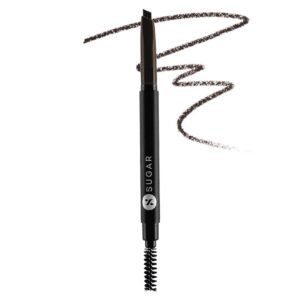 SUGAR Cosmetics Arch Arrival Brow Definer with Spoolie | Lasts Upto 12hrs | Pigmented Eyebrow Pencil | Long Lasting & Natural Finish | 3.5gm – 04 Felix Onyx