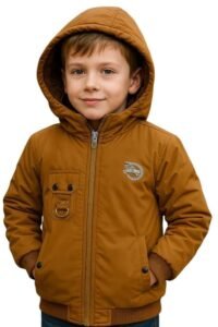 Krystle Boys Cold Weather Jacket with Hood | Kids Fleece Lined Winter Coat | Durable Zipper Outerwear (Yellow,3-4 Years) (Cool Dezine)